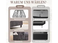 Sofá-cama de 3 lugares - 142 x 128 x 85 cm - com porta-copos + portas USB + LEDs - veludo - cinza escuro*Merax Sale