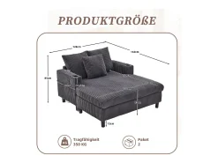 Sofá-cama de 3 lugares - 142 x 128 x 85 cm - com porta-copos + portas USB + LEDs - veludo - cinza escuro*Merax Sale