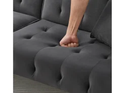 Sofá-cama de 2 lugares - 178 x 82 x 70 cm - com encosto e braços ajustáveis - veludo - cinza^Merax Best