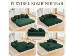 Sofá-cama de 3 lugares - 200 x 94 x 67 cm - com bolsos laterais + 3 almofadas - veludo -*Merax
