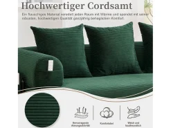 Sofá-cama de 3 lugares - 200 x 94 x 67 cm - com bolsos laterais + 3 almofadas - veludo -*Merax