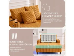 Sofá-cama de 3 lugares - 142 x 128 x 85 cm - com porta-copos + portas USB + LEDs - veludo -*Merax Online