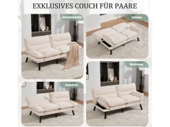 Sofá-cama de 2 lugares - 165 x 90 x 76 cm - com encosto e braços ajustáveis - Microfibra -^Merax Hot