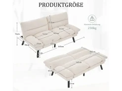 Sofá-cama de 2 lugares - 165 x 90 x 76 cm - com encosto e braços ajustáveis - Microfibra -^Merax Hot