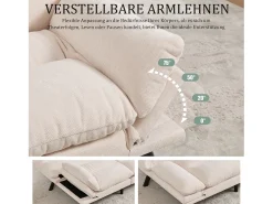 Sofá-cama de 2 lugares - 165 x 90 x 76 cm - com encosto e braços ajustáveis - Microfibra -^Merax Hot