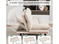 Sofá-cama de 2 lugares - 165 x 90 x 76 cm - com encosto e braços ajustáveis - Microfibra -^Merax Hot