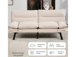 Sofá-cama de 2 lugares - 165 x 90 x 76 cm - com encosto e braços ajustáveis - Microfibra -^Merax Hot