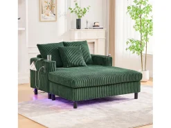 Sofá-cama de 3 lugares - 142 x 128 x 85 cm - com porta-copos + portas USB + LEDs - veludo -^Merax Online