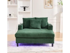 Sofá-cama de 3 lugares - 142 x 128 x 85 cm - com porta-copos + portas USB + LEDs - veludo -^Merax Online