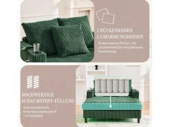 Sofá-cama de 3 lugares - 142 x 128 x 85 cm - com porta-copos + portas USB + LEDs - veludo -^Merax Online