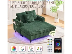 Sofá-cama de 3 lugares - 142 x 128 x 85 cm - com porta-copos + portas USB + LEDs - veludo -^Merax Online