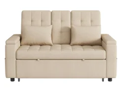 Best Sofá-cama de 2 lugares com arrumação e encosto ajustável - 159 x 142,5 x 92 cm - Algodão e linho - Sofá