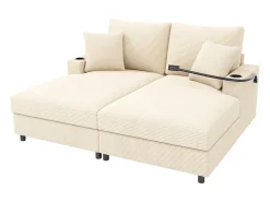 Sofá-cama de 2 lugares com função de cama - 163 x 140 x 82 cm - com encosto acolchoado + porta USB + porta-copos - veludo - Sofá