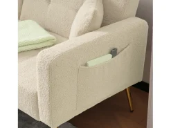 Sofá-cama de 2 lugares com mecanismo click-clack em tecido Sherpa - 175 x 64 x 72 cm - Pés dourados -*Merax Hot