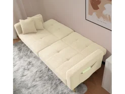 Sofá-cama de 2 lugares com mecanismo click-clack em tecido Sherpa - 175 x 64 x 72 cm - Pés dourados -*Merax Hot