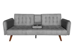 Sofá-cama de 3 lugares em veludo cinza com mesa central - INVERNESS^Concept-Usine Discount
