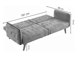 Sofá-cama de 3 lugares em veludo cinza com mesa central - INVERNESS^Concept-Usine Discount
