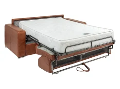Vente-unique Sofá*Sofá-cama de 3 lugares express em couro vintage caramelo 140 cm colchão 22 cm CALITO Castanho