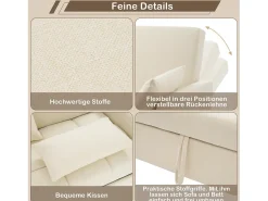 Sofá-cama de 2 lugares, sofá-cama dobrável em tecido de linho - 127 x 75 x 94 cm - com função dormir -*Merax Outlet