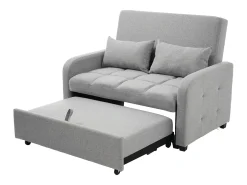 Sofá-cama de 2 lugares, sofá-cama dobrável em tecido de linho - 127 x 75 x 94 cm - com função dormir - Cinza^Merax New