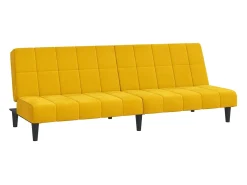 Sofá*Sofá-cama de 2 lugares veludo PT269392 Amarelo
