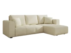 Sofá-cama de canto conversível de 4 lugares em veludo BRIGHTON com baú - Estilo contemporâneo, estrutura em madeira maciça^Concept-Usine Outlet
