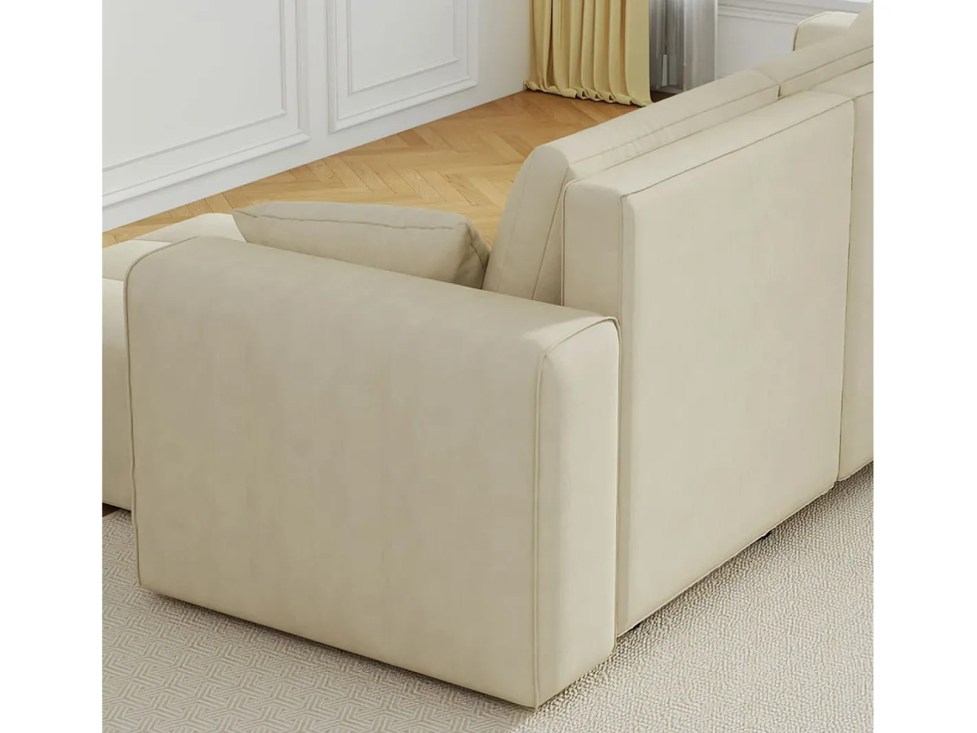 Sofá-cama de canto conversível de 4 lugares em veludo BRIGHTON com baú - Estilo contemporâneo, estrutura em madeira maciça^Concept-Usine Outlet
