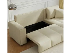 Sofá-cama de canto conversível de 4 lugares em veludo BRIGHTON com baú - Estilo contemporâneo, estrutura em madeira maciça^Concept-Usine Outlet