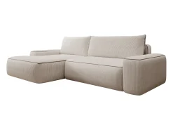 Vente-unique Sofá*Sofá-cama de canto esquerdo ZOMELA em veludo cotelê Bege