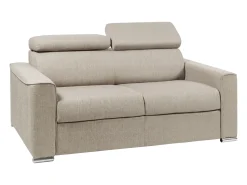 Vente-unique Sofá*Sofá-cama de tecido assento memória de forma 120 colchão memória de forma 14cm VIZIR Bege