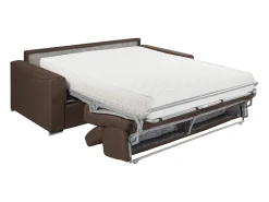 Vente-unique Sofá*Sofá-cama de tecido castanho assento com assento de memória de forma 120 colchão memória de forma 22cm VIZIR Castanho chocolate