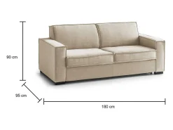Clearance Sofá-cama Dekuba, sofá de 2 lugares, 100% Fabricado na Itália, Sofá da sala com abertura giratória, em tecido acolchoado, com braços padrão, 180x95h90 cm, Sofá