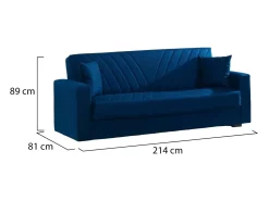 Sofá-cama Dfoat, ofá-cama container linear de 3 lugare com 2 almofada incluída, Sofá da ala em tecido acolchoado com abertura click-clack, 214x81xh89 cm,*Dmora New