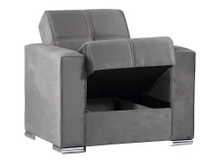 Sale Sofá-cama Dfot, Poltrona de armazenamento para sala conversível em cama, Poltrona relaxante em tecido acolchoado com abertura click-clack, 94x85h91 cm, Cinza Poltrona