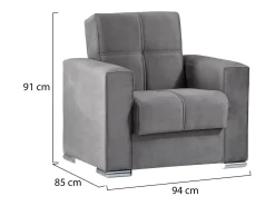 Sale Sofá-cama Dfot, Poltrona de armazenamento para sala conversível em cama, Poltrona relaxante em tecido acolchoado com abertura click-clack, 94x85h91 cm, Cinza Poltrona