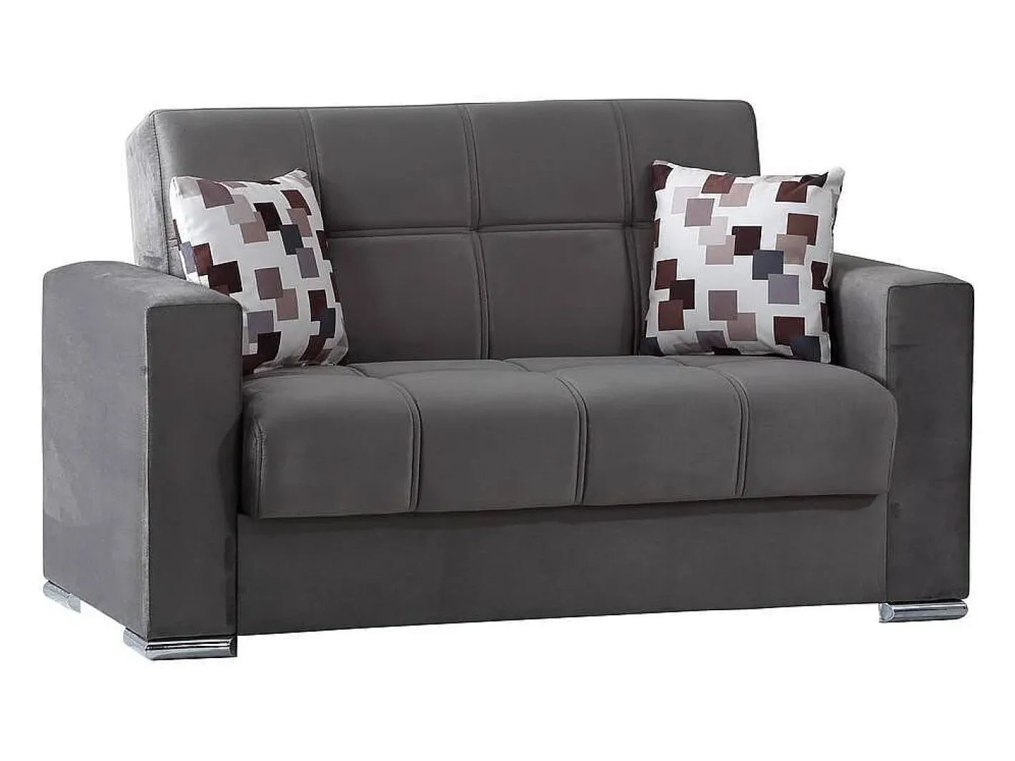 Sofá-cama Dgosen, sofá-cama contêiner linear de 2 lugares, Sofá da sala em tecido acolchoado com abertura click-clack, 160x85h91 cm, Cinza*Dmora New