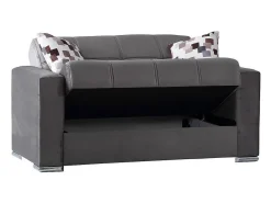 Sofá-cama Dgosen, sofá-cama contêiner linear de 2 lugares, Sofá da sala em tecido acolchoado com abertura click-clack, 160x85h91 cm, Cinza*Dmora New
