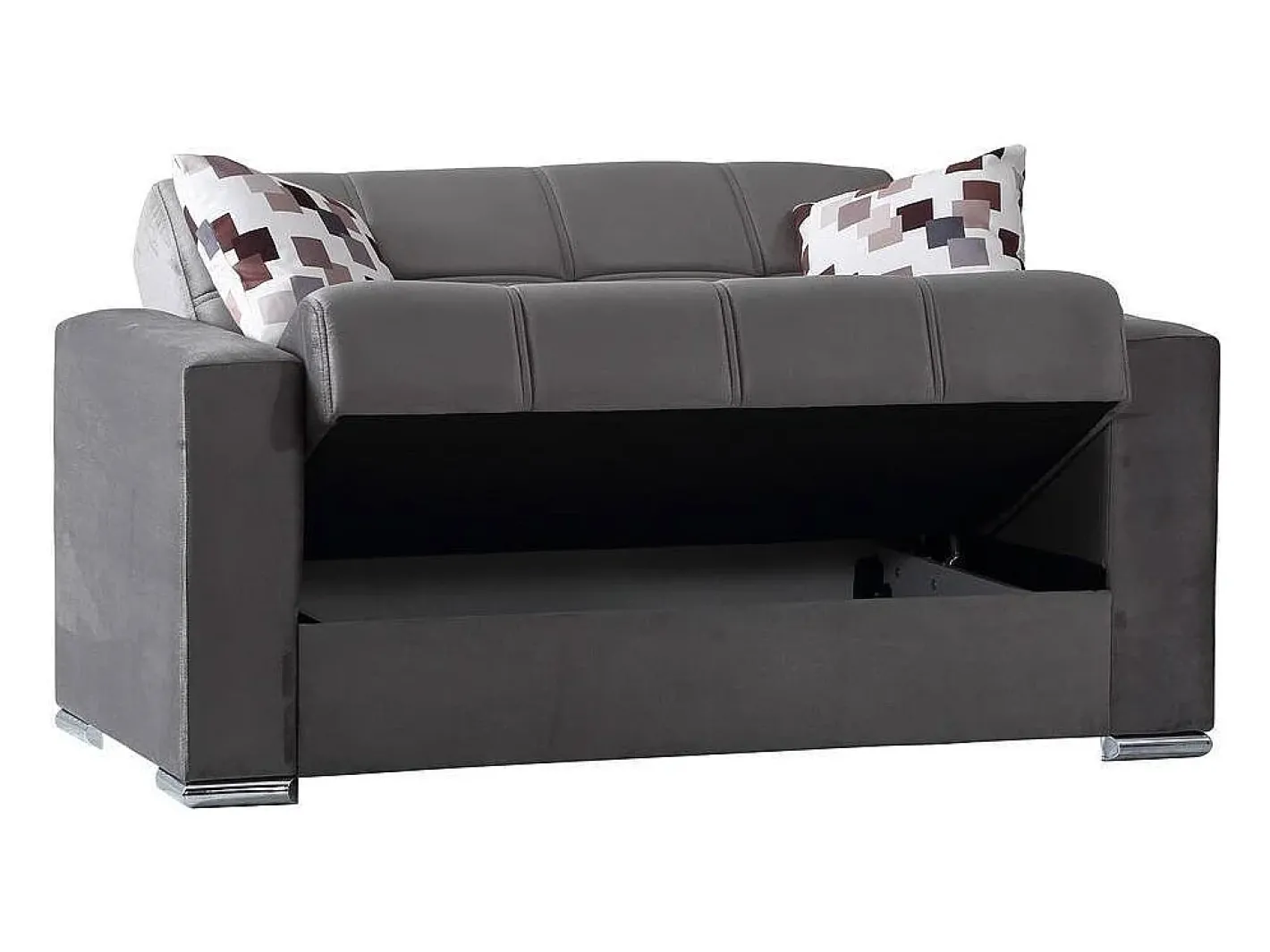 Sofá-cama Dgosen, sofá-cama contêiner linear de 2 lugares, Sofá da sala em tecido acolchoado com abertura click-clack, 160x85h91 cm, Cinza*Dmora New