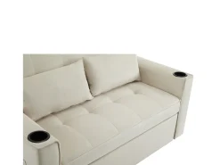 Sofá-cama dobrável ajustável multiângulo - 2 lugares - Tecido de veludo - com suporte para copos e almofadas -^ModernLuxe Outlet