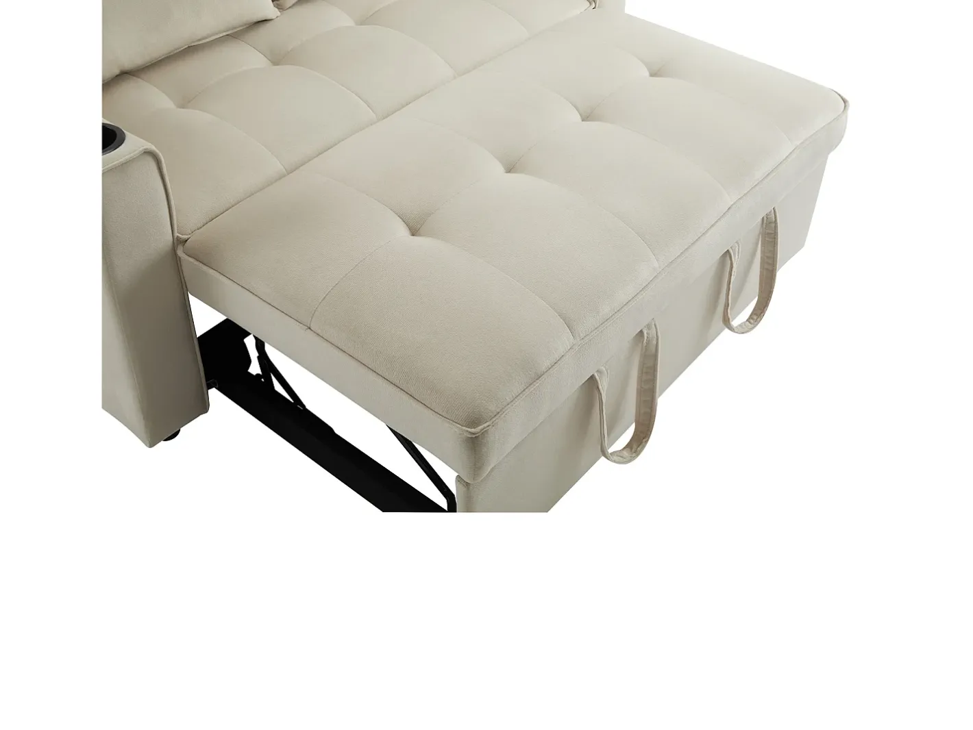 Sofá-cama dobrável ajustável multiângulo - 2 lugares - Tecido de veludo - com suporte para copos e almofadas -^ModernLuxe Outlet