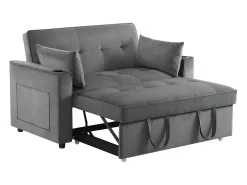 Sofá-cama dobrável ajustável multiângulo - 2 lugares - Tecido de veludo - com suporte para copos e almofadas -^ModernLuxe Outlet