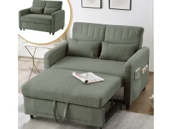 Sofá-cama dobrável extensível de 2 lugares - 114 x 77 x 82,5 cm - encosto ajustável - tecido de algodão e linho -*Merax Hot