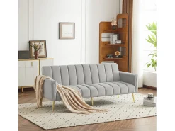 Sofá-cama dobrável moderno - 183 x 76 x 75 cm - com pernas auxiliares + função de dormir - veludo - cinza*Merax Sale