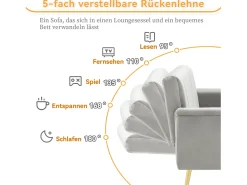 Sofá-cama dobrável moderno - 183 x 76 x 75 cm - com pernas auxiliares + função de dormir - veludo - cinza*Merax Sale