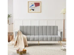 Sofá-cama dobrável moderno - 183 x 76 x 75 cm - com pernas auxiliares + função de dormir - veludo - cinza*Merax Sale