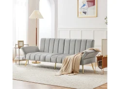 Sofá-cama dobrável moderno - 183 x 76 x 75 cm - com pernas auxiliares + função de dormir - veludo - cinza*Merax Sale