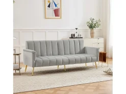 Sofá-cama dobrável moderno - 183 x 76 x 75 cm - com pernas auxiliares + função de dormir - veludo - cinza*Merax Sale