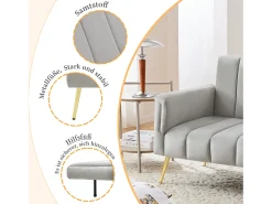 Sofá-cama dobrável moderno - 183 x 76 x 75 cm - com pernas auxiliares + função de dormir - veludo - cinza*Merax Sale