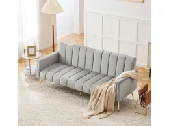 Sofá-cama dobrável moderno - 183 x 76 x 75 cm - com pernas auxiliares + função de dormir - veludo - cinza*Merax Sale