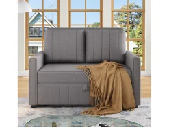 Sofá-cama dobrável multifuncional - com função de dormir - inclui 2 travesseiros - encosto ajustável - bolso de armazenamento - cinza*ModernLuxe Outlet